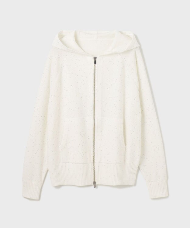 GRACE CONTINENTAL スパンコールニットパーカー ホワイト