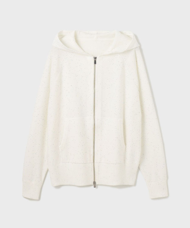 GRACE CONTINENTAL スパンコールニットパーカー ホワイト