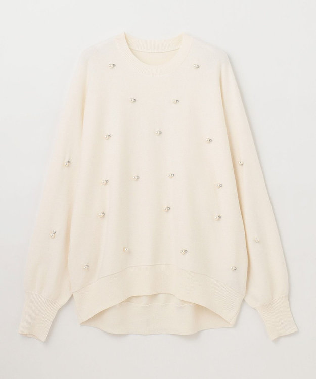 GRACE CONTINENTAL パールドットニットトップ ホワイト