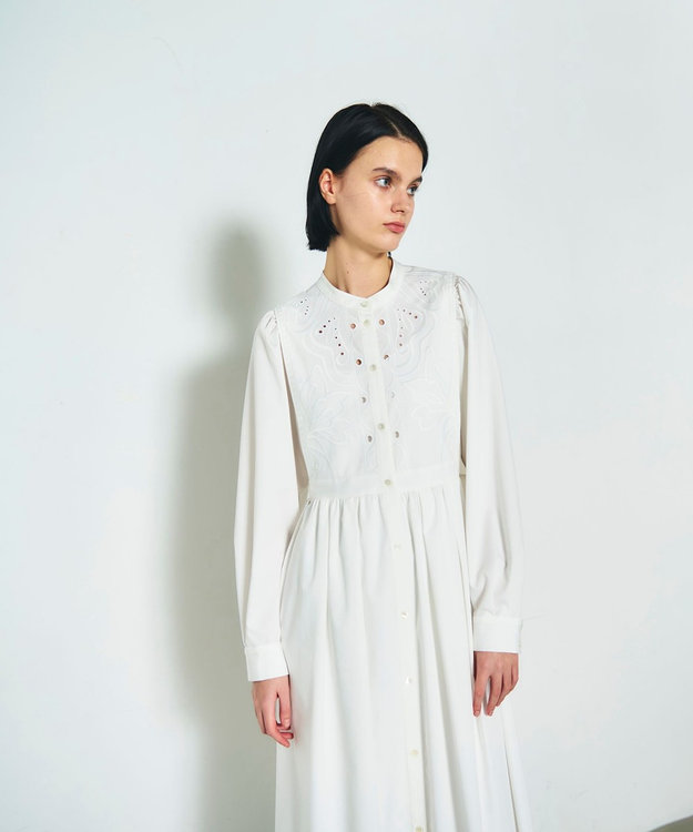GRACE CONTINENTAL 刺繍シャツワンピース ホワイト