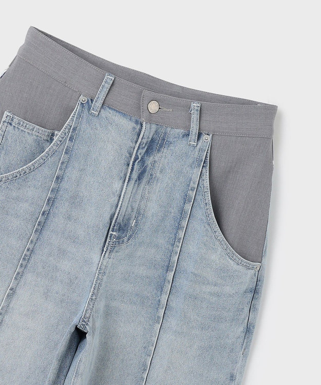 GRACE CONTINENTAL コンビデニムワイドパンツ グレー