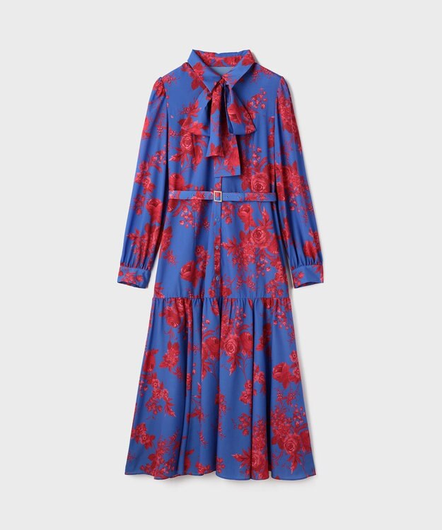 GRACE CONTINENTAL ブーケフラワープリントワンピース ブルー