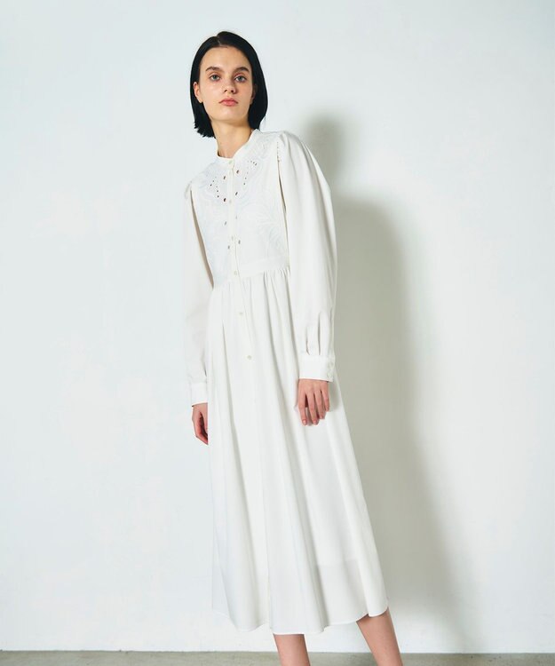 GRACE CONTINENTAL 刺繍シャツワンピース ホワイト