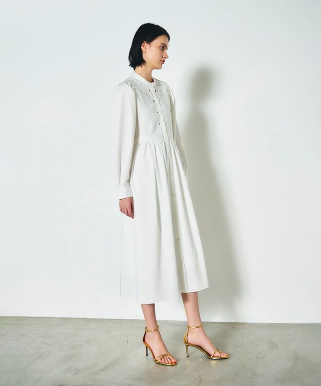 GRACE CONTINENTAL 刺繍シャツワンピース ホワイト