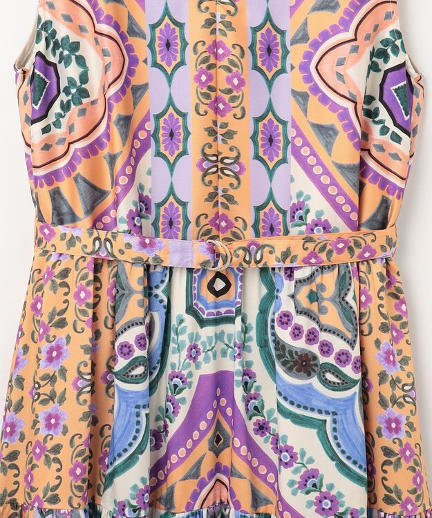 GRACE CONTINENTAL パネルプリントティアードワンピース オレンジ