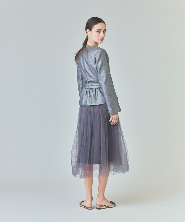 GRACE CONTINENTAL ラメWOOLボウジャケット グレー