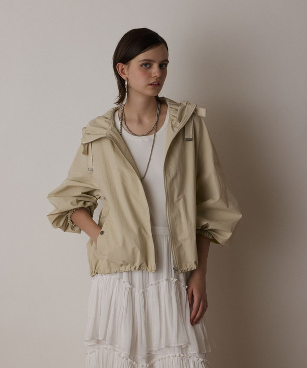 GRACE CONTINENTAL ナイロンバルーンフードジャケット ベージュ