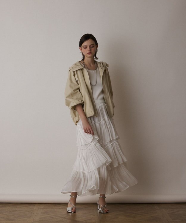 GRACE CONTINENTAL ナイロンバルーンフードジャケット ベージュ