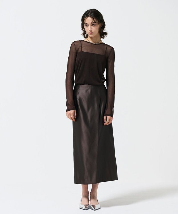 GRACE CONTINENTAL シアークルーニットトップ ブラウン