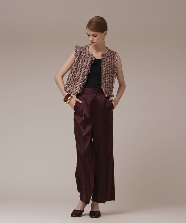 GRACE CONTINENTAL コンパクトツイードベスト ピンク