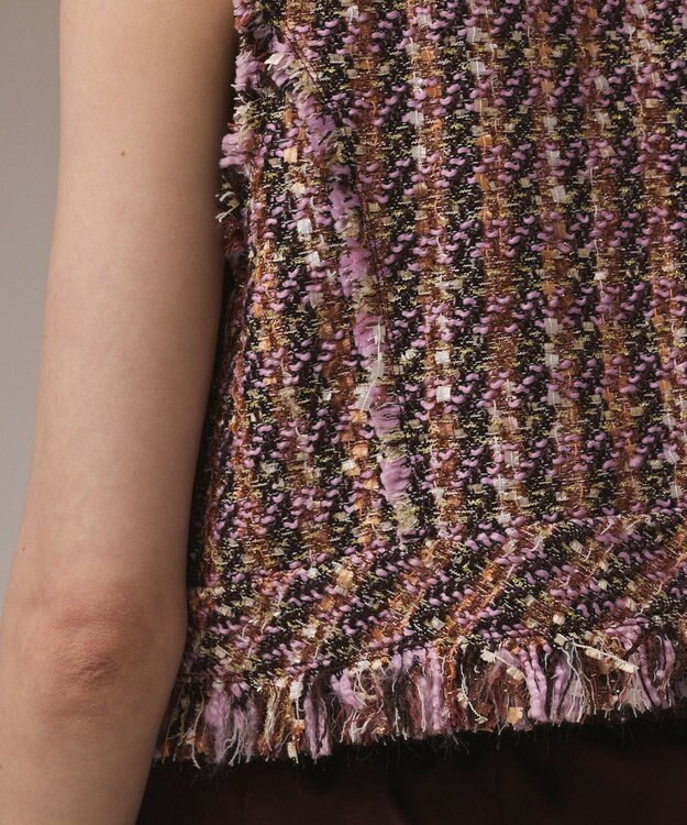 GRACE CONTINENTAL コンパクトツイードベスト ピンク