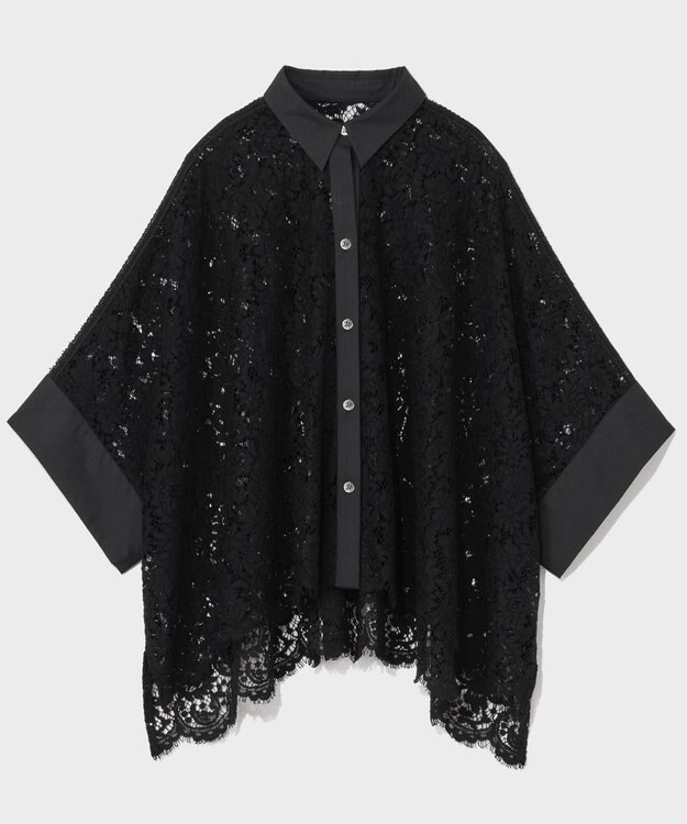 GRACE CONTINENTAL レースポンチョシャツ ブラック