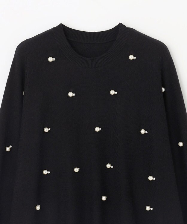 GRACE CONTINENTAL パールドットニットトップ ブラック