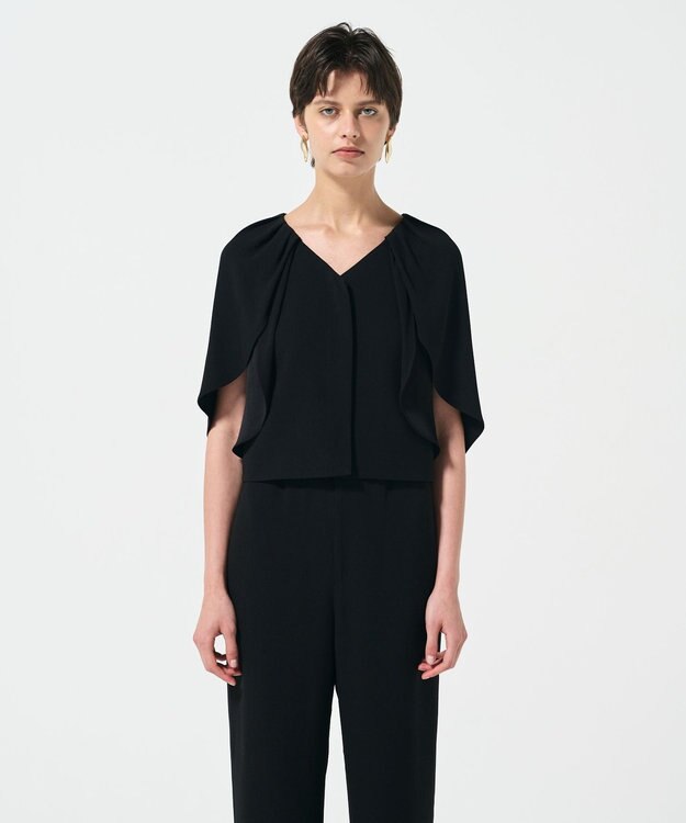 GRACE CONTINENTAL ケープスリーブトップ ブラック