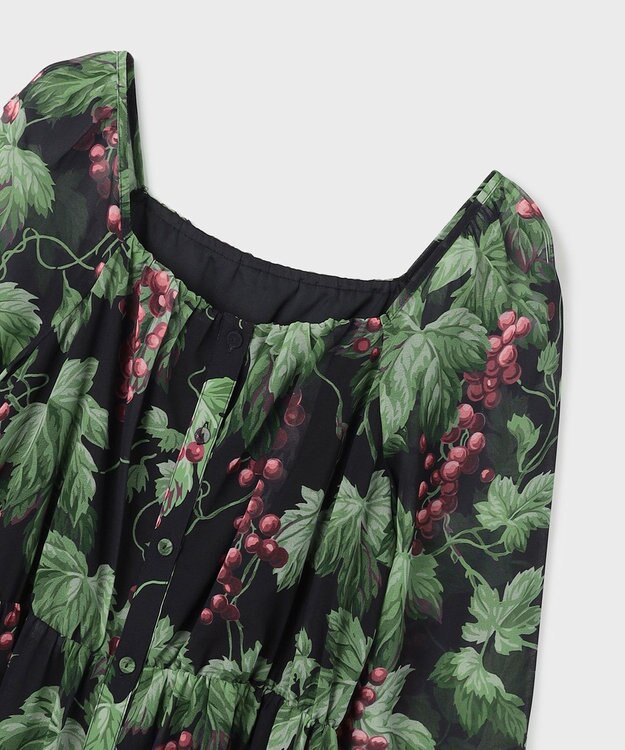 GRACE CONTINENTAL グレーププリントティアードワンピース ブラック