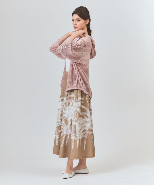 GRACE CONTINENTAL プラージュプリントタックスカート ベージュ