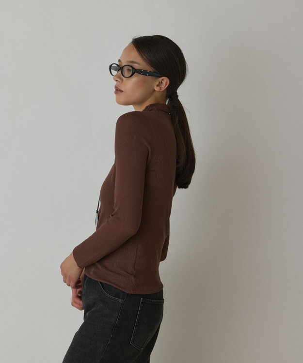 GRACE CONTINENTAL シアーリブニットトップ ブラウン