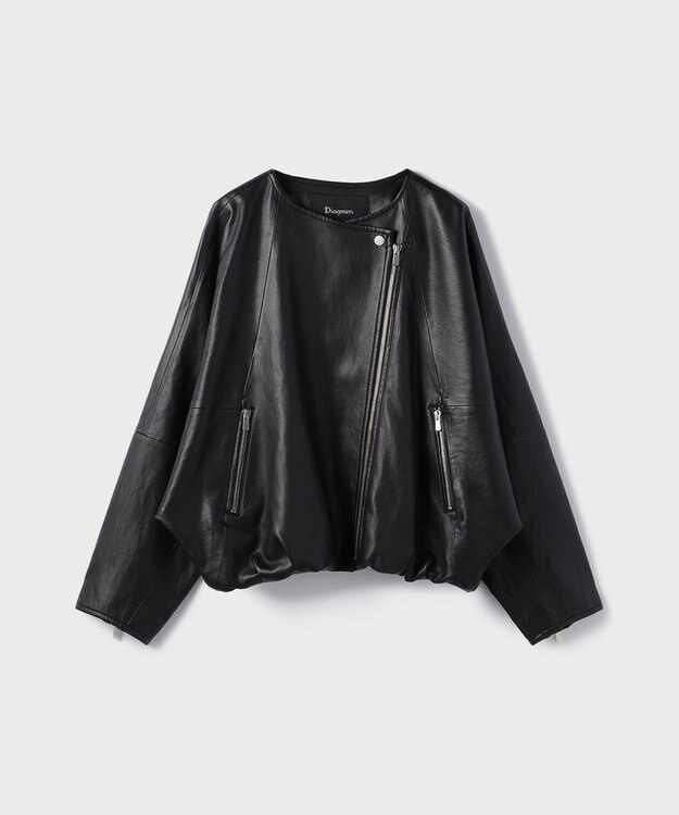 GRACE CONTINENTAL フェイクレザーライダース ブラック