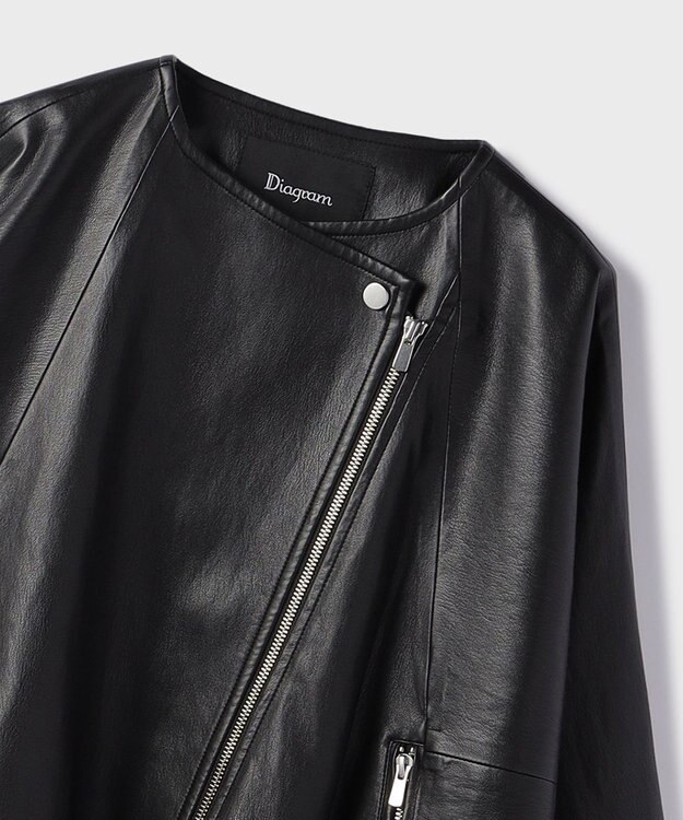 GRACE CONTINENTAL フェイクレザーライダース ブラック