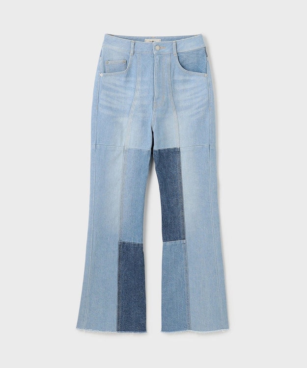 GRACE CONTINENTAL パッチワークデニムパンツ ブルー