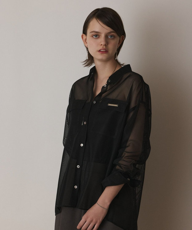 GRACE CONTINENTAL メッシュオーバーシャツ ブラック