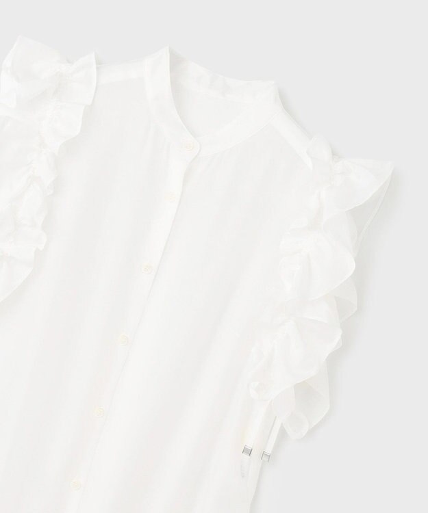 GRACE CONTINENTAL マルチフリルノースリーブブラウス ホワイト