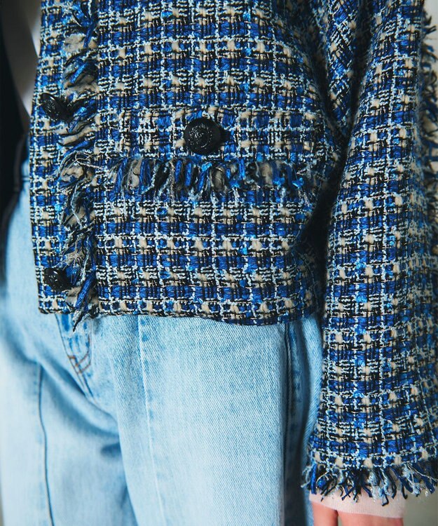 GRACE CONTINENTAL フリンジドルマンジャケット ブルー