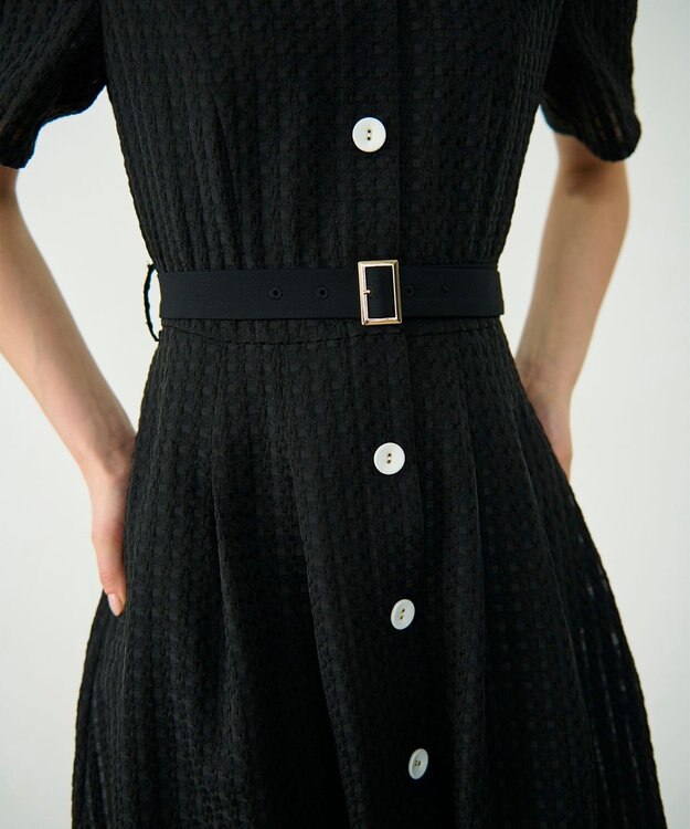 GRACE CONTINENTAL シアーチェックシャツワンピース ブラック