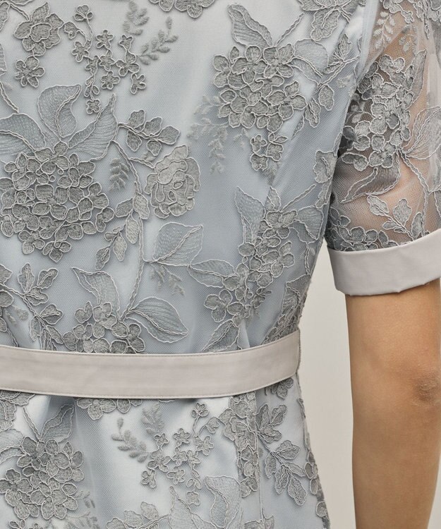 GRACE CONTINENTAL フラワーコード刺繍ワンピース グレー