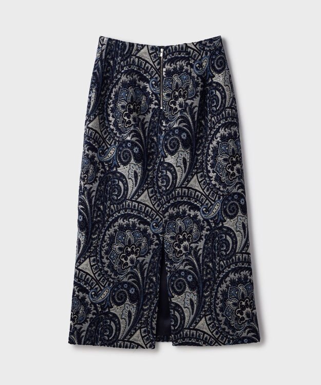 GRACE CONTINENTAL ラメペイズリージャガードスカート ネイビー