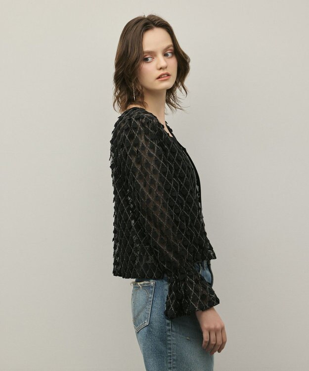GRACE CONTINENTAL モチーフチュールブラウス ブラック