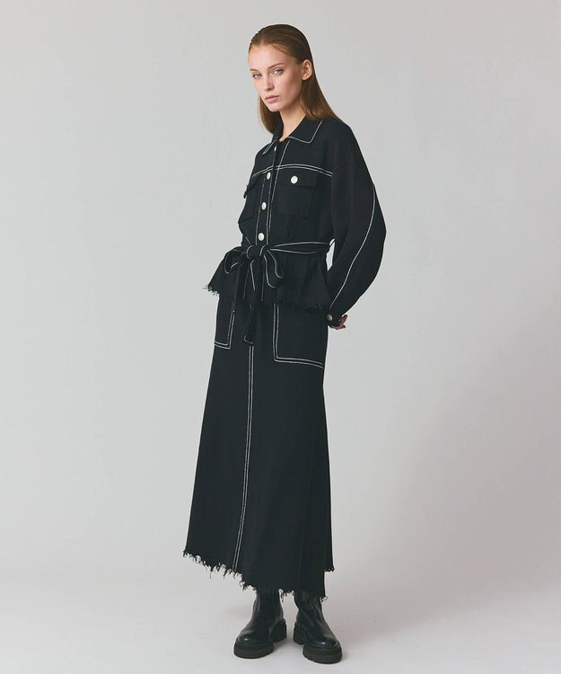 GRACE CONTINENTAL ニットワークジャケット ブラック