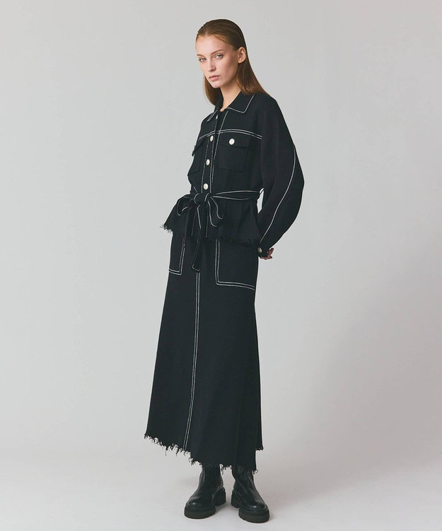 GRACE CONTINENTAL ニットワークジャケット ブラック