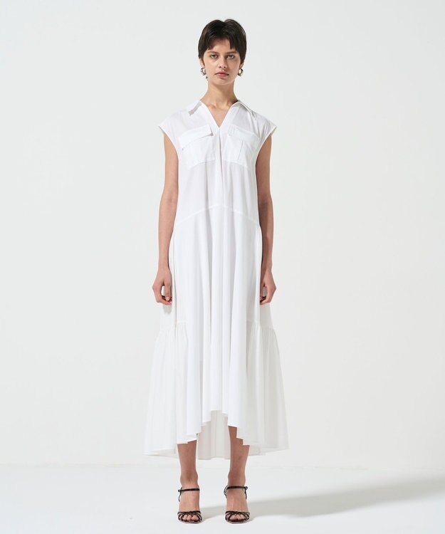 GRACE CONTINENTAL ティアードコンビシャツワンピース ホワイト