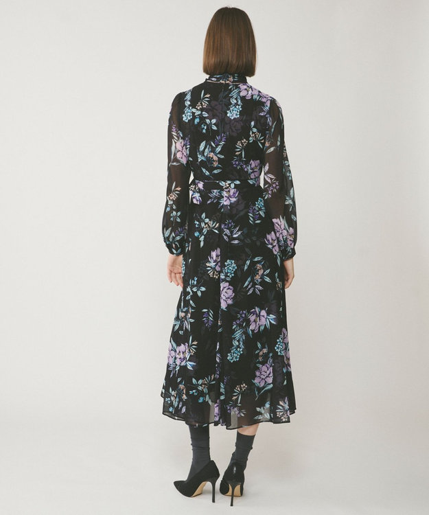 GRACE CONTINENTAL フラワーレイヤーワンピース ブラック