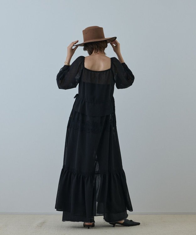 GRACE CONTINENTAL レースコンビカットジャガードワンピース ブラック