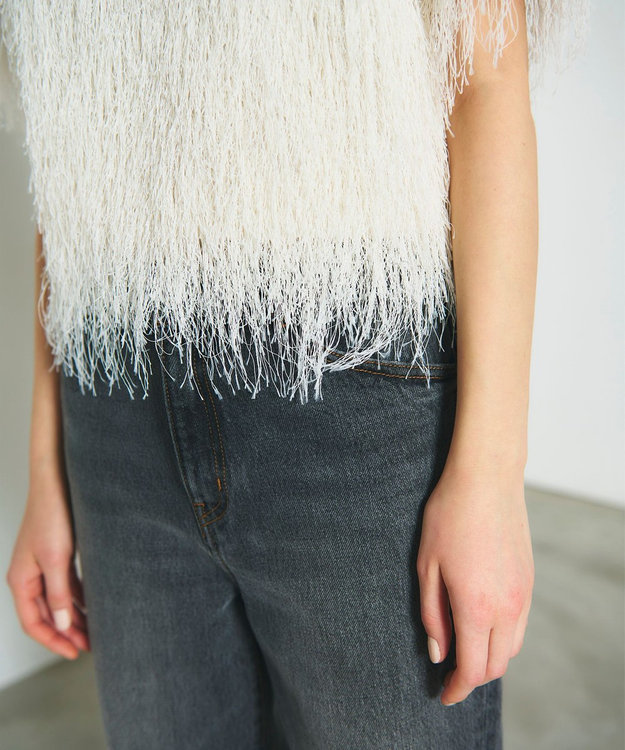 GRACE CONTINENTAL ルーズフレアデニムパンツ ブラック