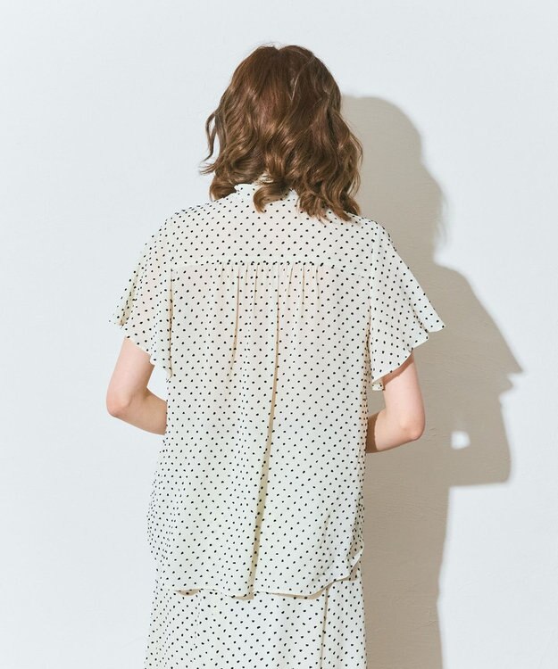 GRACE CONTINENTAL ドットジャガードボウタイブラウス キナリ