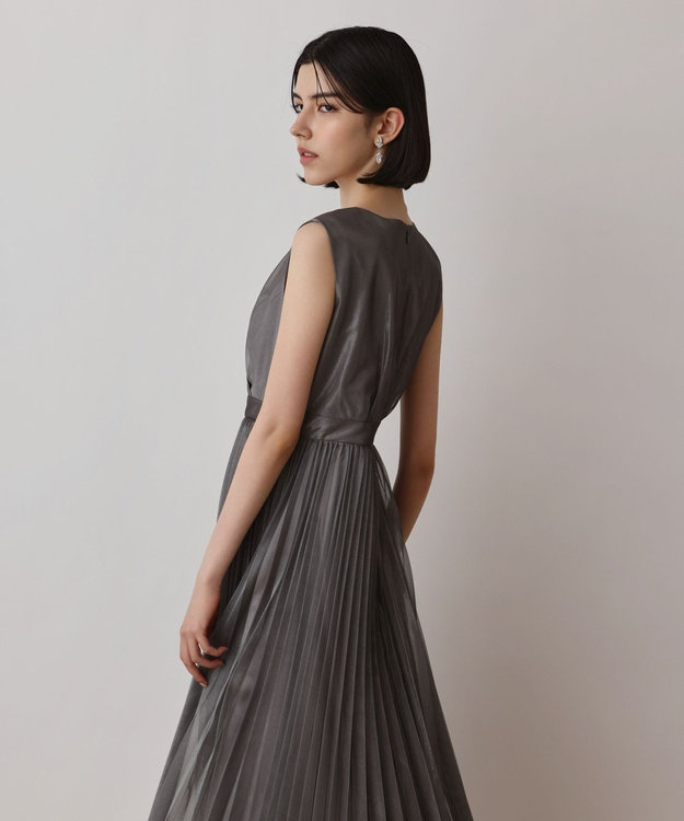 GRACE CONTINENTAL ブライトメッシュワンピース グレー