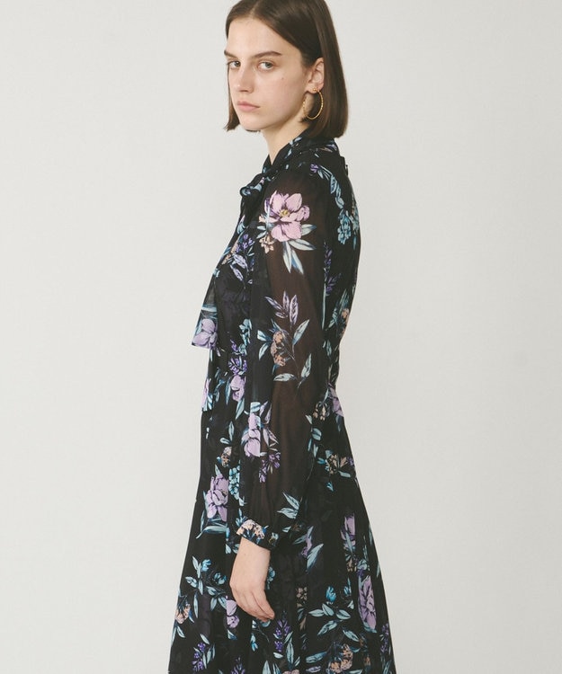 GRACE CONTINENTAL フラワーレイヤーワンピース ブラック