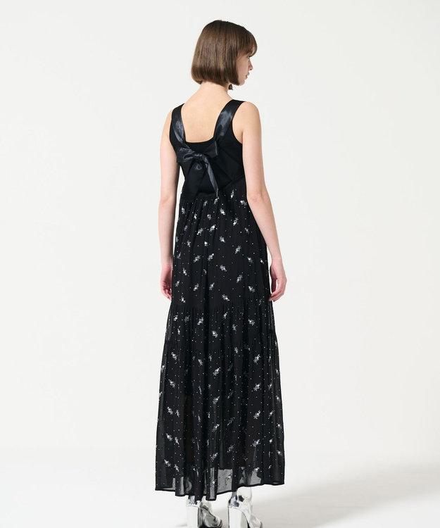 GRACE CONTINENTAL フラワー刺繍ノースリーブワンピース ブラック