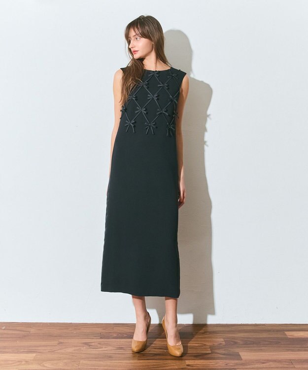 GRACE CONTINENTAL リボンモチーフドレス ブラック