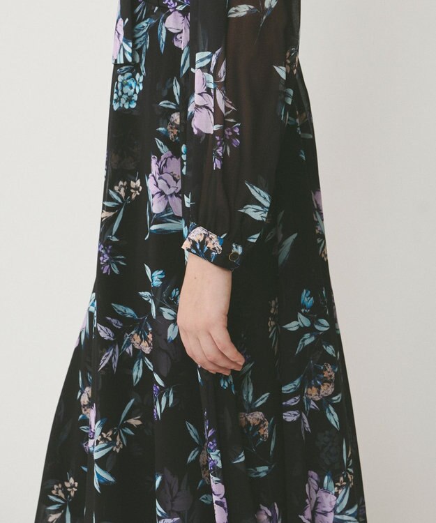 GRACE CONTINENTAL フラワーレイヤーワンピース ブラック