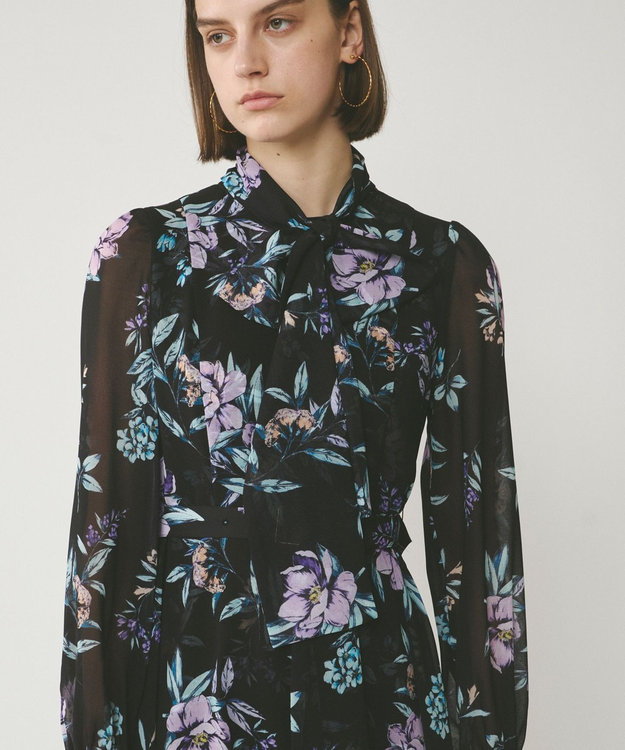 GRACE CONTINENTAL フラワーレイヤーワンピース ブラック