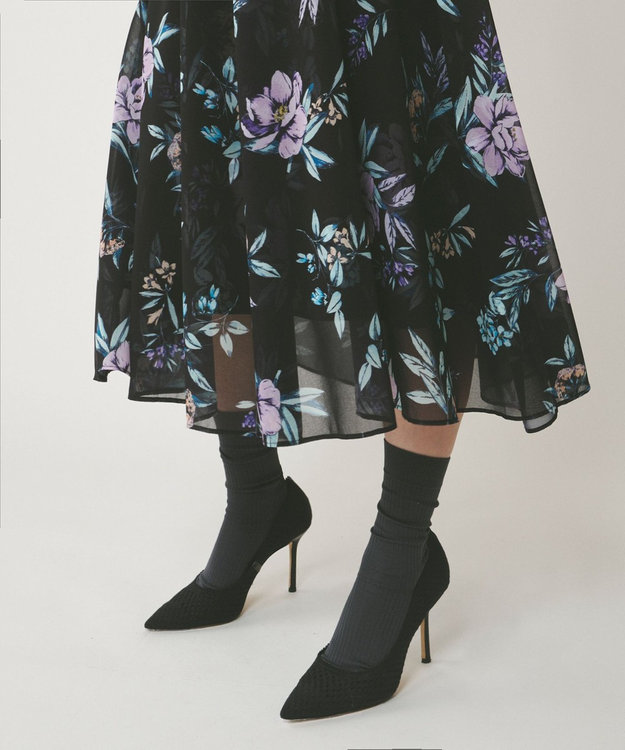 GRACE CONTINENTAL フラワーレイヤーワンピース ブラック