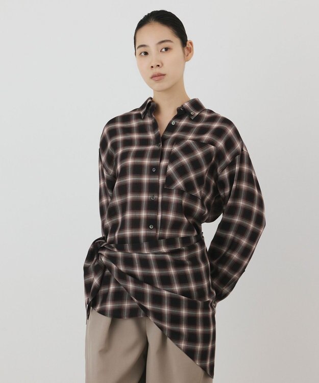 GRACE CONTINENTAL ストール付チェックシャツ チェック