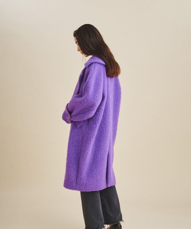 GRACE CONTINENTAL パープル ビッグカラーシャギーコート ロングダッフルコート / GRACE CONTINENTAL | GRACE CONTINENTAL