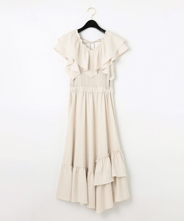 GRACE CONTINENTAL 【オンライン限定】フリルニットワンピース ベージュ