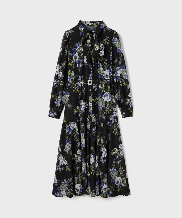 GRACE CONTINENTAL ブーケフラワープリントワンピース ブラック