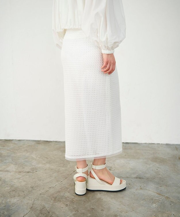 GRACE CONTINENTAL ラッセルメッシュスカート ホワイト